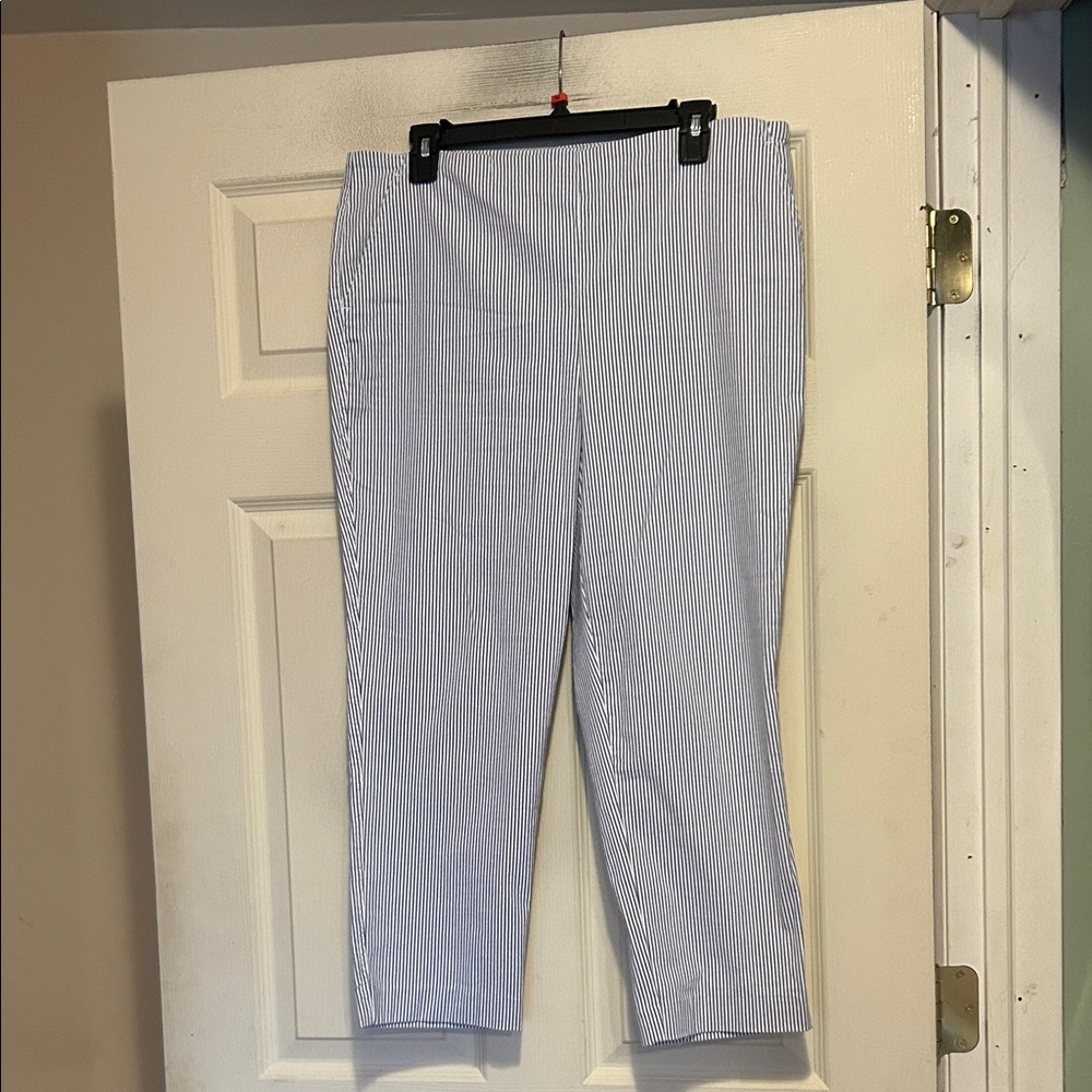 Carolina Belle Blue and White Striped Cropped Pants Size 10